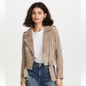 Blank NYC Women's Beige Suede Moto Jacket